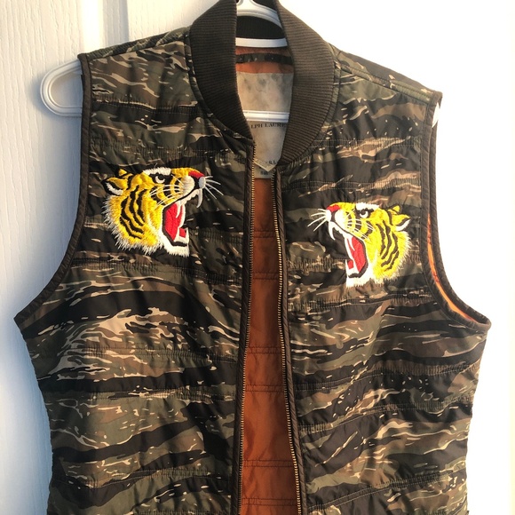 Camo Embroidered Tigers Denim and Supply Ralph Lauren Quilted Gorpcore Vest - Picture 1 of 3